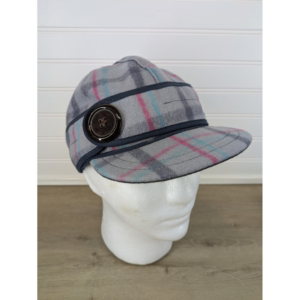 Stormy Kromer Women's Plaid Wool Blend Button Accent‎ Hat Cap Size 7 Made USA